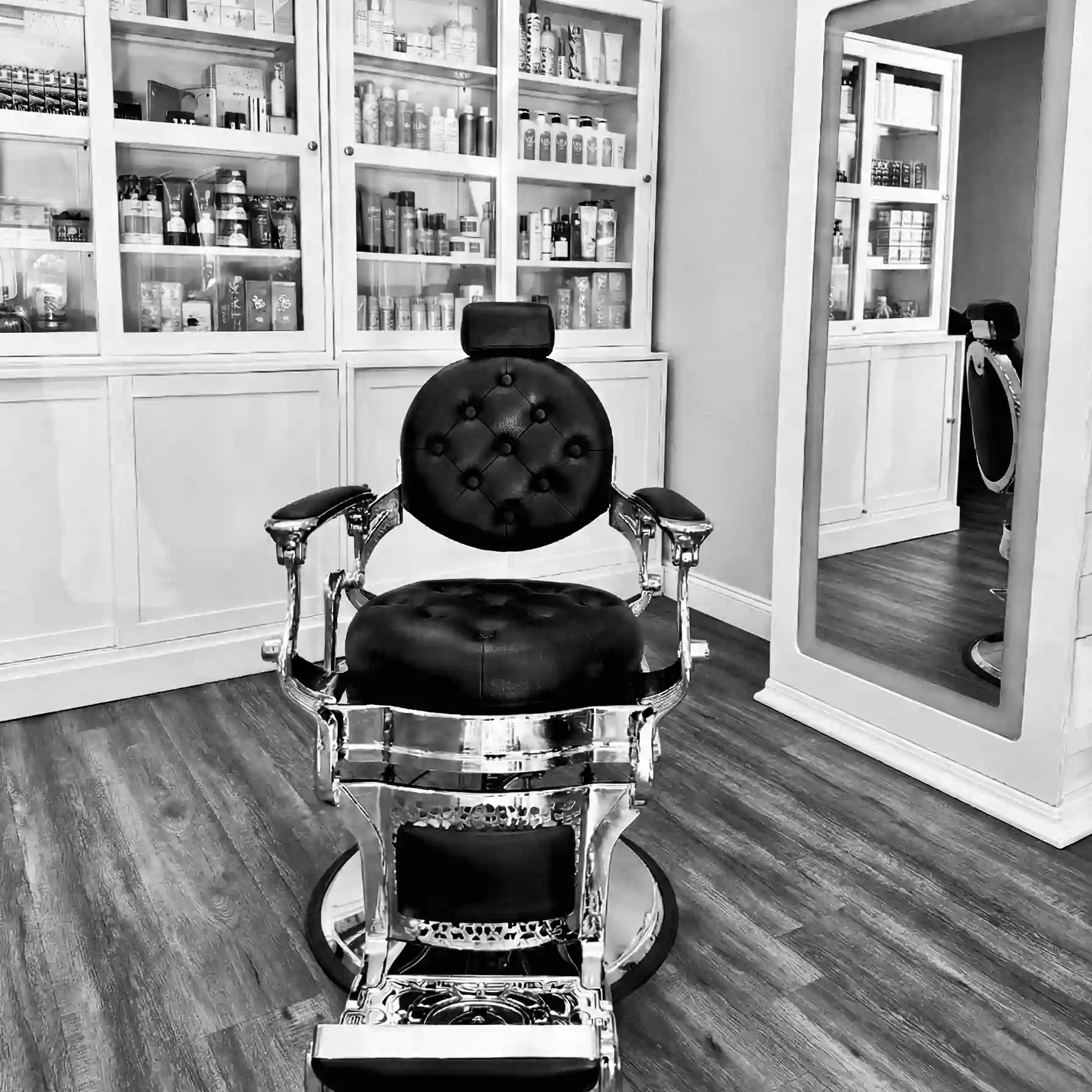 Vintage barber chair at Reza Barber inside Kija Hair Salon, Irvine CA