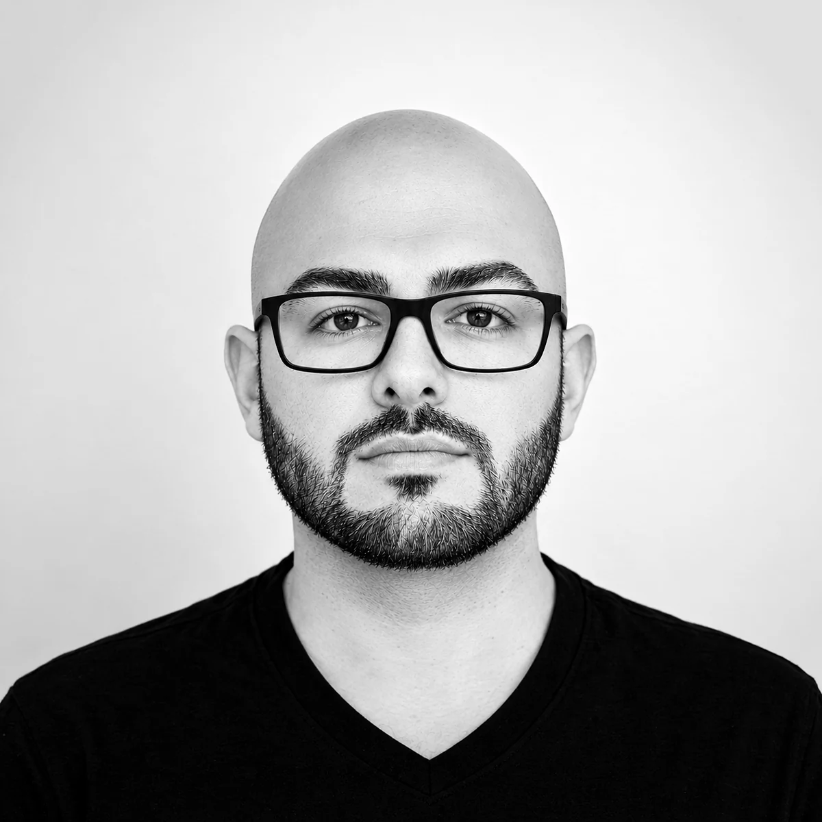 Portrait of Reza, men's barber at Kija Hair Salon in Irvine, CA