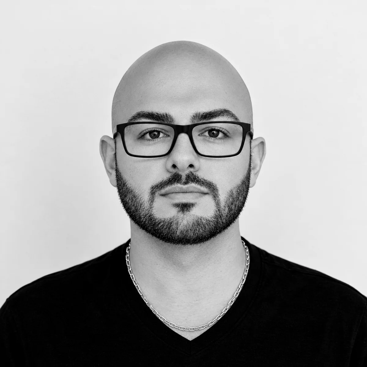 Portrait of Reza, men's barber at Kija Hair Salon in Irvine, CA